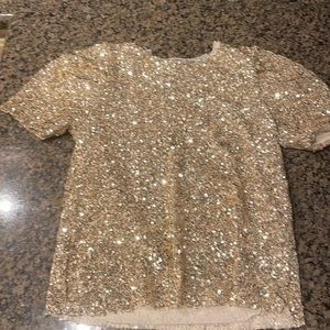 Zara girls gold sequin blouse